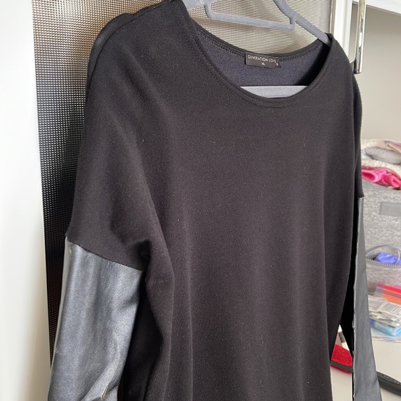 💕HP💕Generation Love Bobo Italian Faux Leather Sleeve Sweatshirt in black - Picture 5 of 14